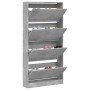 Mueble zapatero 4 cajones abatibles gris hormigón 80x21x163,5cm en Zapateros y organizadores de calzado | Comprar online en Foru