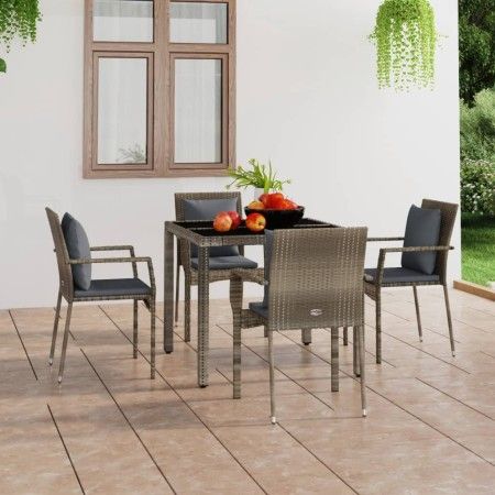Sillas de jardín con cojines 4 unidades ratán sintético gris de vidaXL, Conjuntos de jardín - Ref: Foro24-319880, Precio: 254...