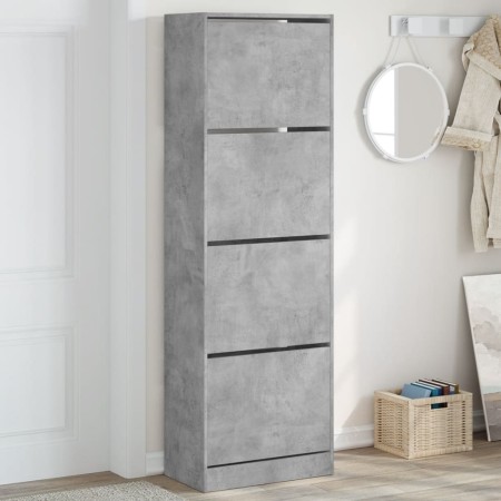 Mueble zapatero 4 cajones abatibles gris hormigón 60x34x187,5cm en Zapateros y organizadores de calzado | Comprar online en Foru