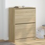 Mueble zapatero 2 cajones abatibles roble Sonoma 80x42x108 cm en Zapateros y organizadores de calzado | Comprar online en Foru.e