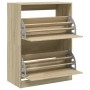 Mueble zapatero 2 cajones abatibles roble Sonoma 80x42x108 cm en Zapateros y organizadores de calzado | Comprar online en Foru.e