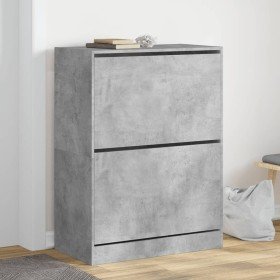 Mueble zapatero 2 cajones abatibles gris hormigón 80x42x108 cm en Zapateros y organizadores de calzado | Comprar online en Foru.