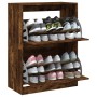 Mueble zapatero 2 cajones abatibles roble ahumado 80x42x108 cm en Zapateros y organizadores de calzado | Comprar online en Foru.