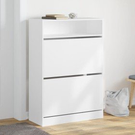 Mueble zapatero con 2 cajones abatibles blanco 80x34x116 cm en Zapateros y organizadores de calzado | Comprar online en Foru.es