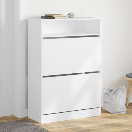 Mueble zapatero con 2 cajones abatibles blanco 80x34x116 cm en Zapateros y organizadores de calzado | Comprar online en Foru.es