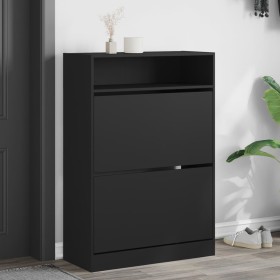 Mueble zapatero con 2 cajones abatibles negro 80x34x116 cm en Zapateros y organizadores de calzado | Comprar online en Foru.es