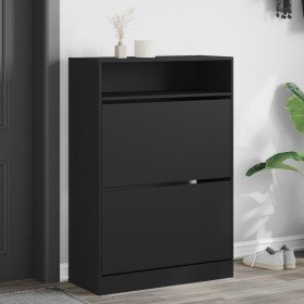 Mueble zapatero con 2 cajones abatibles negro 80x34x116 cm en Zapateros y organizadores de calzado | Comprar online en Foru.es