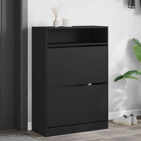 Mueble zapatero con 2 cajones abatibles negro 80x34x116 cm en Zapateros y organizadores de calzado | Comprar online en Foru.es