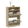 Mueble zapatero 2 cajones abatibles roble Sonoma 80x34x116 cm en Zapateros y organizadores de calzado | Comprar online en Foru.e
