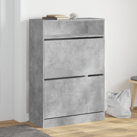 Mueble zapatero 2 cajones abatibles gris hormigón 80x34x116 cm en Zapateros y organizadores de calzado | Comprar online en Foru.