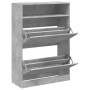 Mueble zapatero 2 cajones abatibles gris hormigón 80x34x116 cm en Zapateros y organizadores de calzado | Comprar online en Foru.