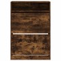 Mueble zapatero 2 cajones abatibles roble ahumado 80x34x116 cm en Zapateros y organizadores de calzado | Comprar online en Foru.