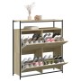 Mueble zapatero 4 cajones abatibles roble Sonoma 100x34x112 cm en Zapateros y organizadores de calzado | Comprar online en Foru.