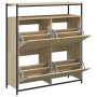 Mueble zapatero 4 cajones abatibles roble Sonoma 100x34x112 cm en Zapateros y organizadores de calzado | Comprar online en Foru.