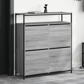 Mueble zapatero 4 cajones abatibles gris Sonoma 100x34x112 cm en Zapateros y organizadores de calzado | Comprar online en Foru.e