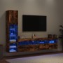 Muebles TV pared con LED 4 pzas madera ingeniería roble ahumado en Muebles TV | Comprar online en Foru.es