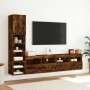 Muebles TV pared con LED 4 pzas madera ingeniería roble ahumado en Muebles TV | Comprar online en Foru.es