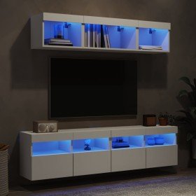 Muebles de TV de pared con LED 5 pzas madera ingeniería blanco en Muebles TV | Comprar online en Foru.es