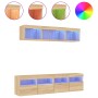 Muebles TV pared con LED 5 pzas madera ingeniería roble Sonoma en Muebles TV | Comprar online en Foru.es