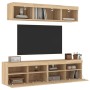 Muebles TV pared con LED 5 pzas madera ingeniería roble Sonoma en Muebles TV | Comprar online en Foru.es