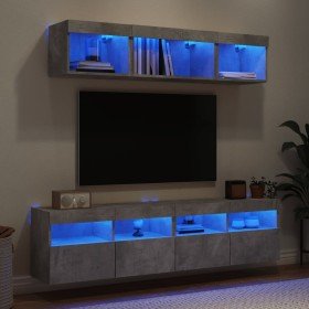 Muebles TV pared con LED 5 pzas madera ingeniería gris hormigón en Muebles TV | Comprar online en Foru.es