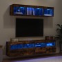 Muebles TV pared con LED 5 pzas madera ingeniería roble ahumado en Muebles TV | Comprar online en Foru.es