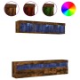 Muebles TV pared con LED 5 pzas madera ingeniería roble ahumado en Muebles TV | Comprar online en Foru.es