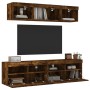 Muebles TV pared con LED 5 pzas madera ingeniería roble ahumado en Muebles TV | Comprar online en Foru.es