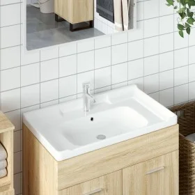 Rechteckiges Waschbecken aus Keramik weiß 81x48x23 cm von vidaXL, Sinkt - Ref: Foro24-153706, Preis: 66,93 €, Rabatt: %
