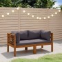Sofá de jardín de 2 plazas con cojín madera maciza de acacia en Conjuntos de jardín | Comprar online en Foru.es