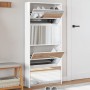 Mueble zapatero con espejo 4 niveles blanco brillo 63x17x134 cm en Zapateros y organizadores de calzado | Comprar online en Foru