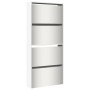 Mueble zapatero con espejo 4 niveles blanco brillo 63x17x134 cm en Zapateros y organizadores de calzado | Comprar online en Foru