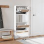 Mueble zapatero con espejo 4 niveles blanco brillo 63x17x134 cm en Zapateros y organizadores de calzado | Comprar online en Foru
