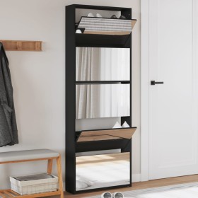 Mueble zapatero con espejo 5 niveles negro 63x17x169,5 cm en Zapateros y organizadores de calzado | Comprar online en Foru.es