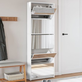 Mueble zapatero y espejo 5 niveles blanco brillo 63x17x169,5 cm en Zapateros y organizadores de calzado | Comprar online en Foru