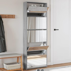 Mueble zapatero y espejo 5 niveles gris Sonoma 63x17x169,5 cm en Zapateros y organizadores de calzado | Comprar online en Foru.e