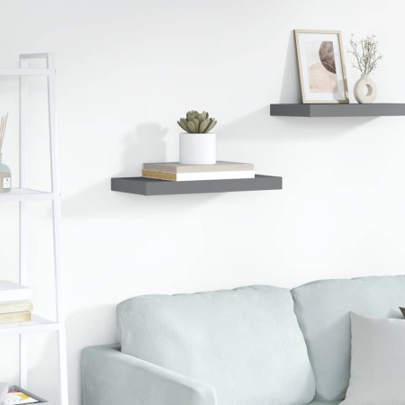 Estante flotante de pared MDF gris brillo 50x23x3,8 cm en Estanterías | Comprar online en Foru.es