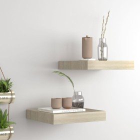 Estantes flotantes de pared 2 uds MDF roble 23x23,5x3,8 cm en Estanterías | Comprar online en Foru.es