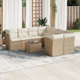 Set de sofás de jardín 9 pzas con cojines ratán sintético beige en Conjuntos de jardín | Comprar online en Foru.es