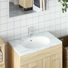 Lavabo de baño ovalado cerámica blanco 49x40,5x21 cm de vidaXL, Lavabos - Ref: Foro24-153720, Precio: 66,33 €, Descuento: %