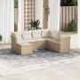 Set sofás de jardín 7 piezas y cojines ratán sintético beige en Conjuntos de jardín | Comprar online en Foru.es