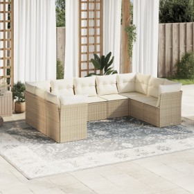 Set de sofás de jardín 9 pzas con cojines ratán sintético beige en Conjuntos de jardín | Comprar online en Foru.es