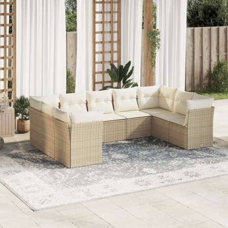 Set de sofás de jardín 9 pzas con cojines ratán sintético beige en Conjuntos de jardín | Comprar online en Foru.es