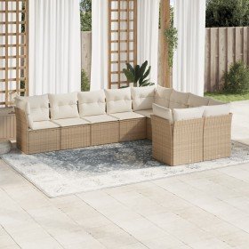 Set de sofás de jardín 9 pzas con cojines ratán sintético beige en Conjuntos de jardín | Comprar online en Foru.es