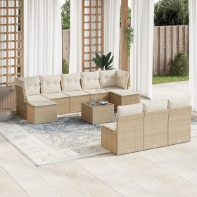 Set de sofás de jardín 11pzas con cojines ratán sintético beige en Conjuntos de jardín | Comprar online en Foru.es