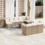 Set de sofás de jardín 11pzas con cojines ratán sintético beige en Conjuntos de jardín | Comprar online en Foru.es
