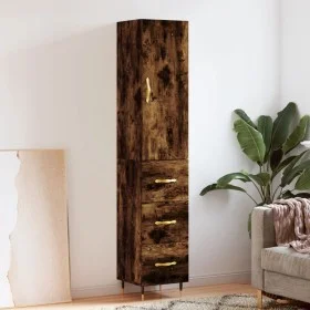 Aparador de madera contrachapada roble ahumado 34,5x34x180 cm de vidaXL, Aparadores - Ref: Foro24-3198838, Precio: 107,50 €, ...