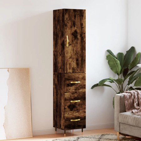 Aparador de madera contrachapada roble ahumado 34,5x34x180 cm de vidaXL, Aparadores - Ref: Foro24-3198838, Precio: 108,79 €, ...