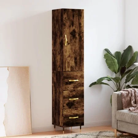 Aparador de madera contrachapada roble ahumado 34,5x34x180 cm de vidaXL, Aparadores - Ref: Foro24-3198838, Precio: 107,50 €, ...