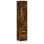 Aparador de madera contrachapada roble ahumado 34,5x34x180 cm de vidaXL, Aparadores - Ref: Foro24-3198838, Precio: 107,50 €, ...